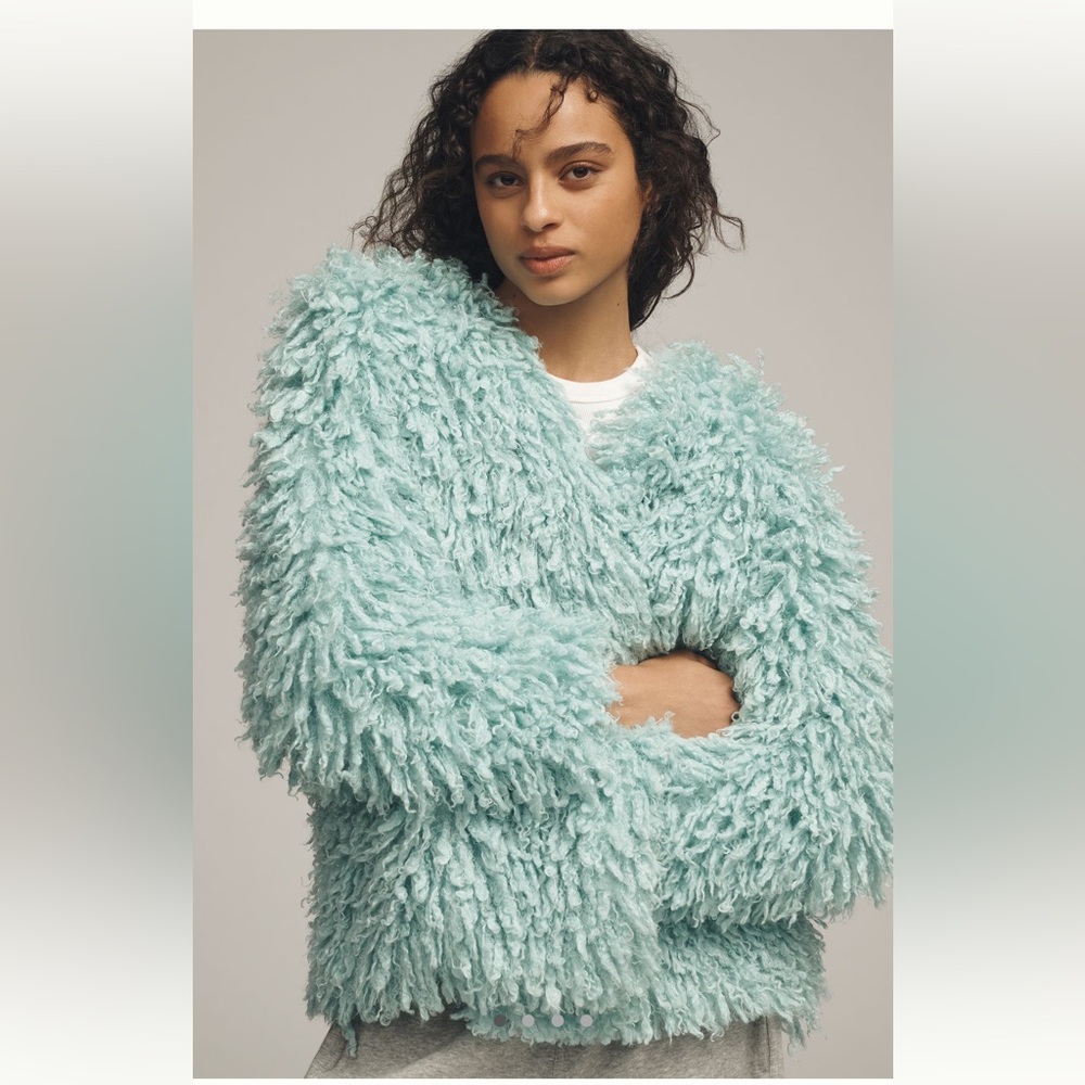 Anthropologie NWT Sz XS shaggy faux fur jacket; top-rated & sold out @anthro